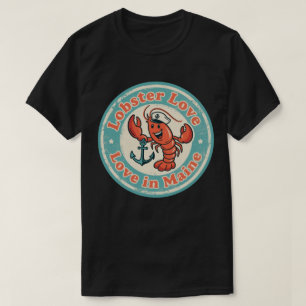 Retro Maine Badge_ Lobster Holding Anchor T-Shirt