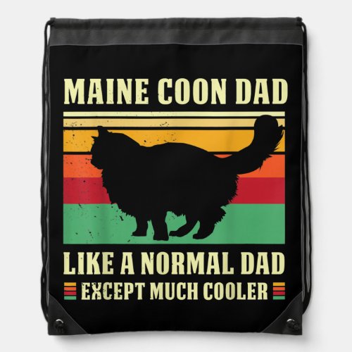 Retro Maine Coon Cat Vintage Cat Lover Dad Funny Drawstring Bag