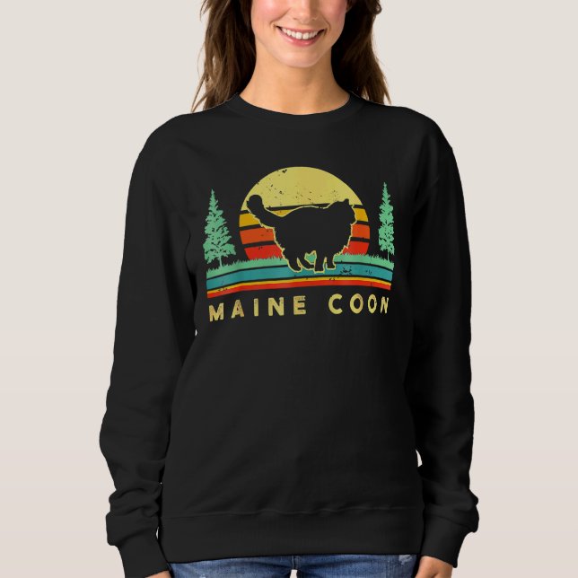 Retro Maine Coon Cat Vintage Cat Mom Sweatshirt (Front)