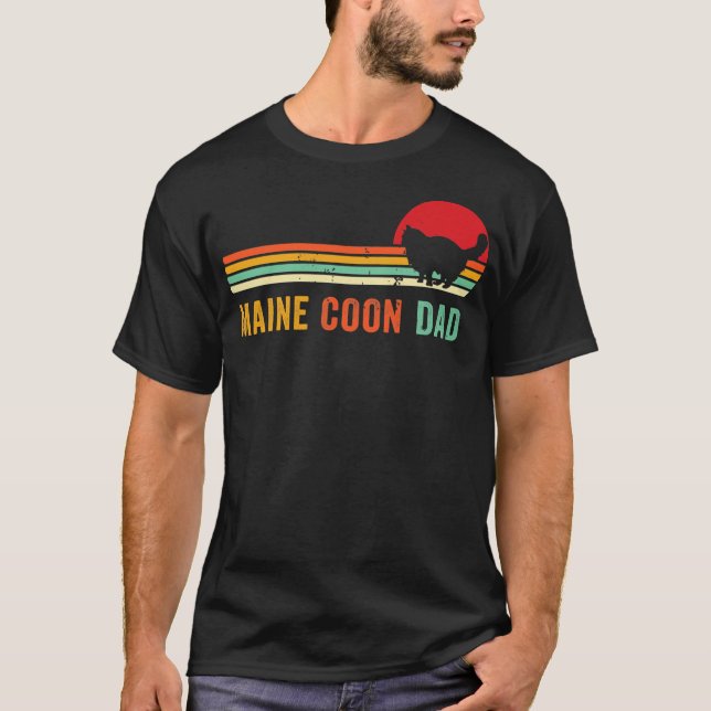 Retro Maine Coon Dad Proud Cat Pet Owner Maine T-Shirt (Front)