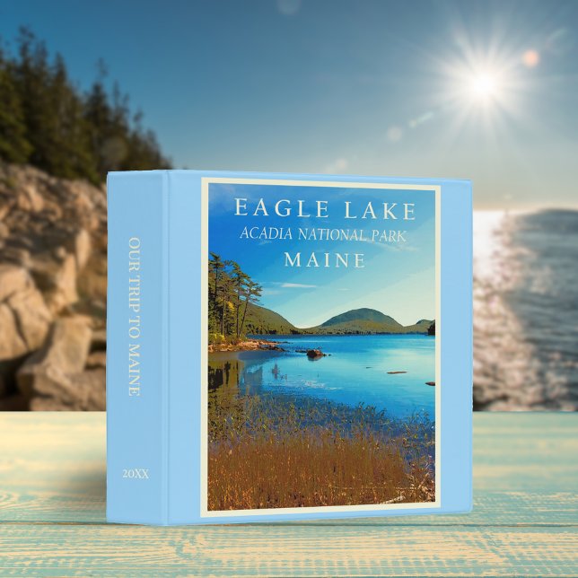 Retro Maine Eagle Lake Travel Poster Scrapbook 3 Ring Binder (Creator Uploaded)