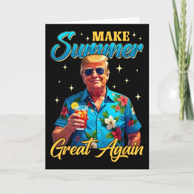 Retro Make Summer Great Again Donald Trump Summer  Card (Front)