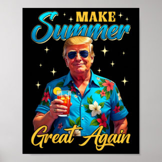 Retro Make Summer Great Again Donald Trump Summer  Poster