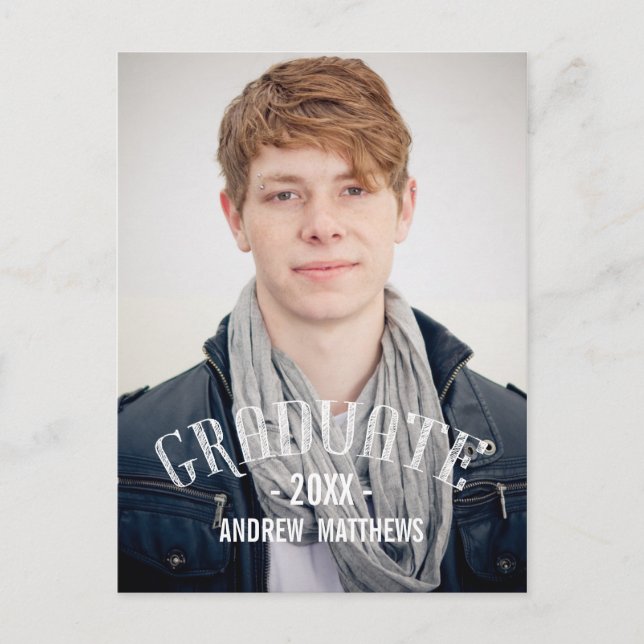 Retro Male | Graduation Party Invitation Postcard (Front)