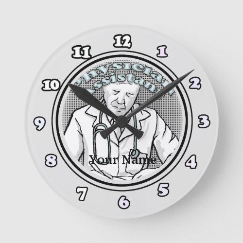 Retro male Physician Assistant custom name clock