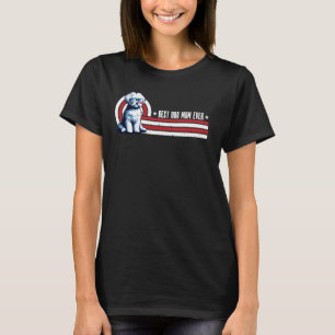 Retro Maltese Dogs Moms Best Dog Mom Ever USA Flag T-Shirt