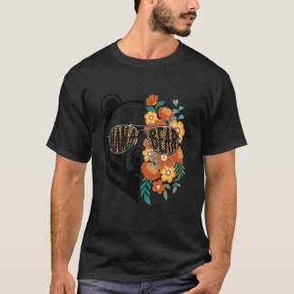 Retro Mama Bear With Sunglasses Flowers Mom Mother T-Shirt