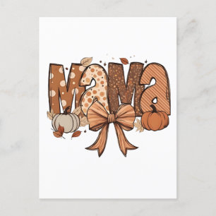 Retro Mama Coquette Bow Fall Autumn Thanksgiving  Invitation Postcard
