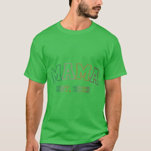 Retro Mama Est 2023 Mothers Day Pregnancy Mom retr T_Shirt