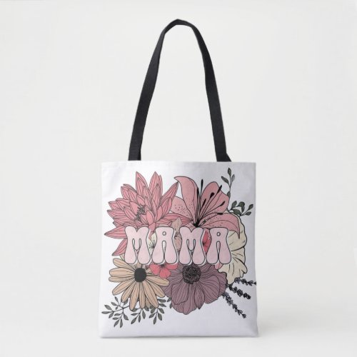 Retro Mama Floral Shirt - Groovy 70s Mother's Day  Tote Bag