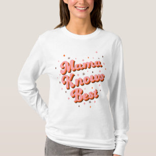 Retro Mama Knows Best Pink Brown 70s Lettering T-S T-Shirt