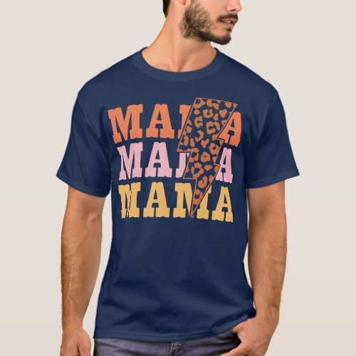 Retro Mama Leopard Print Mothers day gift T_Shirt