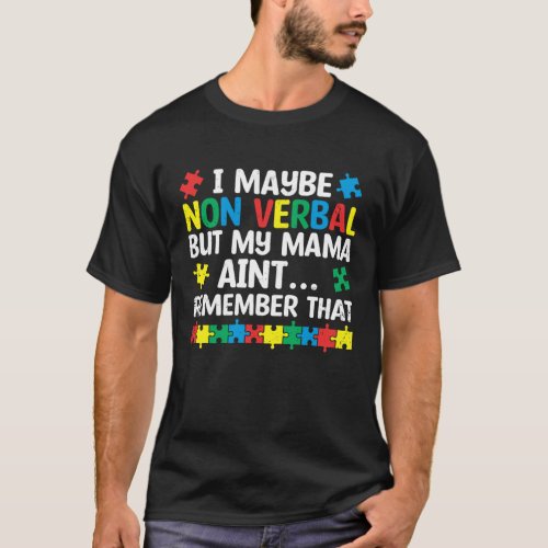 Retro Mama Mother Love Non Verbal Autistic Autism T-Shirt
