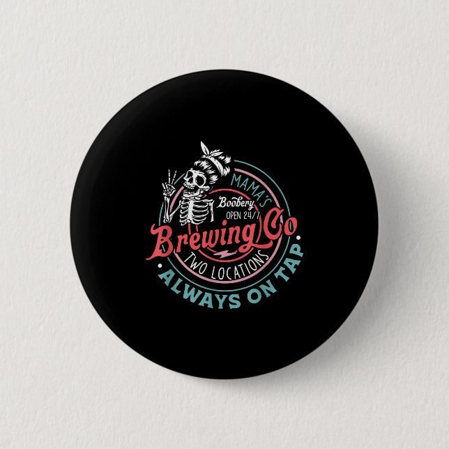 Retro Mama's Ery Brewing Co Funny Breastfeeding Sk Button (Front)