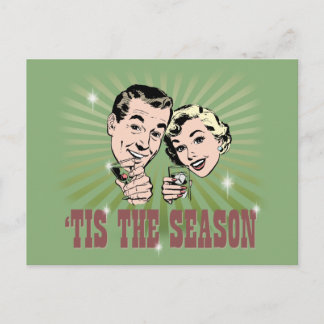 Retro Man and Woman "Tis the Season" Postcard