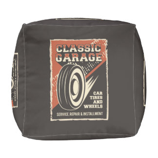 Retro Man Cave Classic Automotive- Tyre Pouf