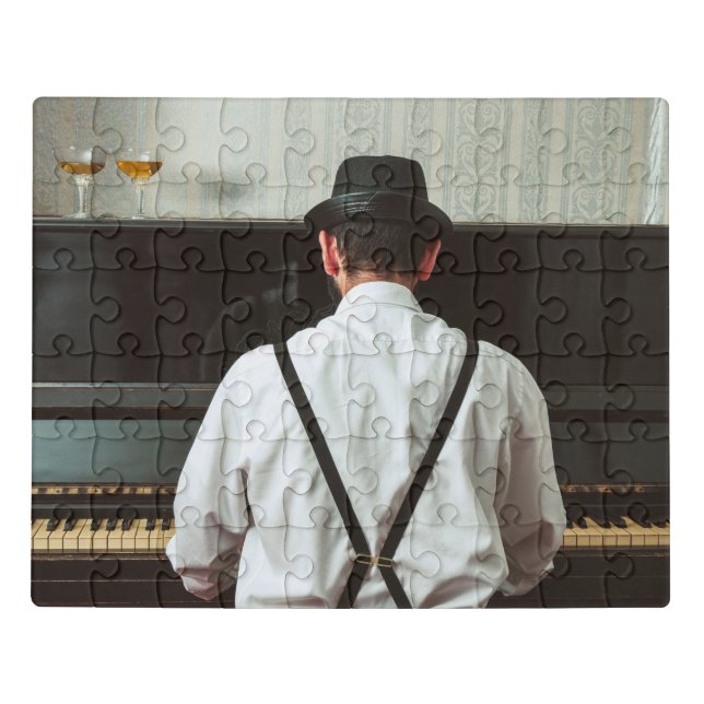 Retro man playing piano and smoking  jigsaw puzzle (Puzzle Horizontal)