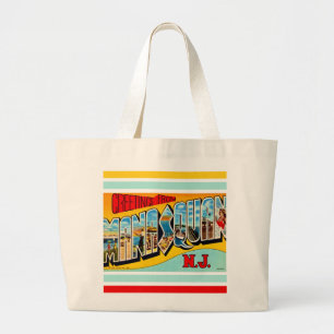 Retro Manasquan NJ Large Tote Bag