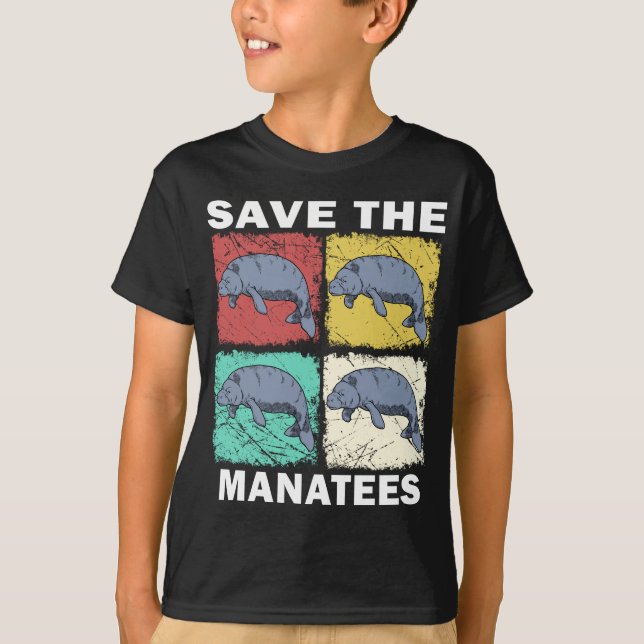 Retro Manatee Floaty Potato Save The Manatees T-Shirt (Front)