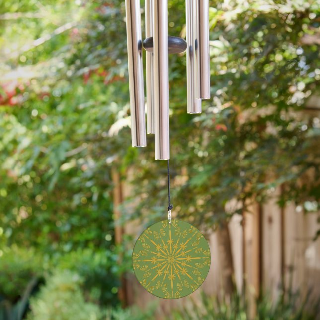 Retro Mandala Avocado Wind Chime (Backyard)