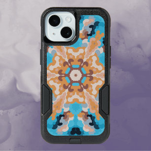 Retro Mandala Blue and Orange iPhone 15 Case