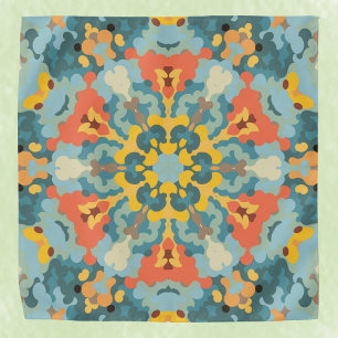 Retro Mandala Blue Orange and Yellow Bandana