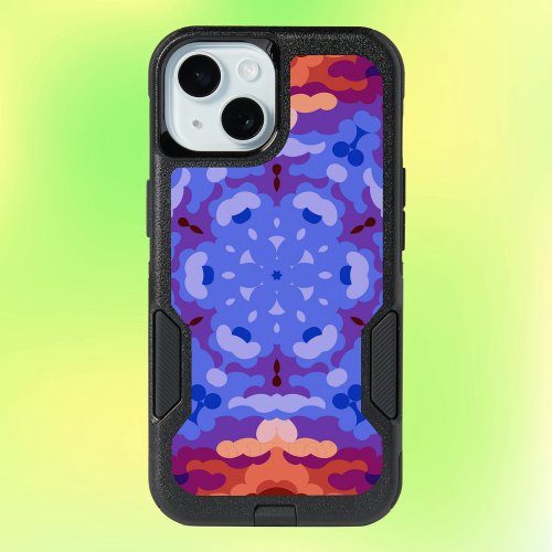 Retro Mandala Blue Purple and Red iPhone 15 Case