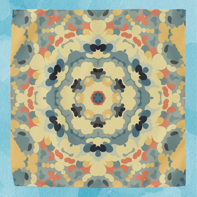 Retro Mandala Blue Yellow and Red Bandana (Creator Uploaded)