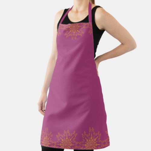 Retro Mandala Boysenberry Large Apron