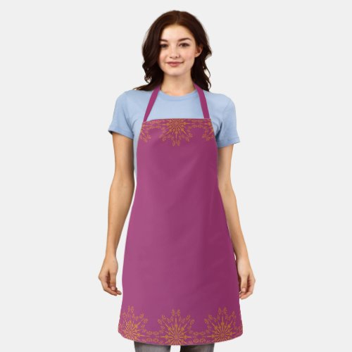 Retro Mandala Boysenberry Medium Apron