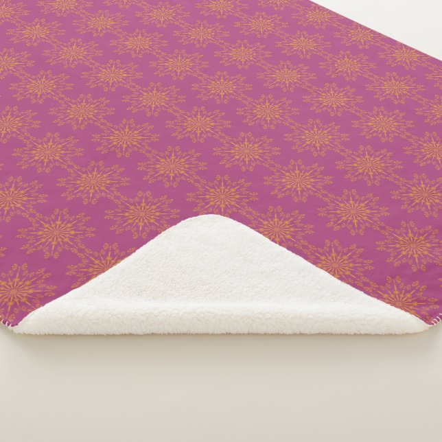 Retro Mandala Boysenberry Sherpa Blanket (3 Sizes) (3/4)