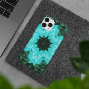 Retro Mandala Flower Blue and Green iPhone 11 Case