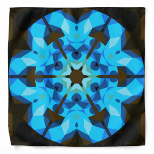 Retro Mandala Flower Blue and Orange Bandana