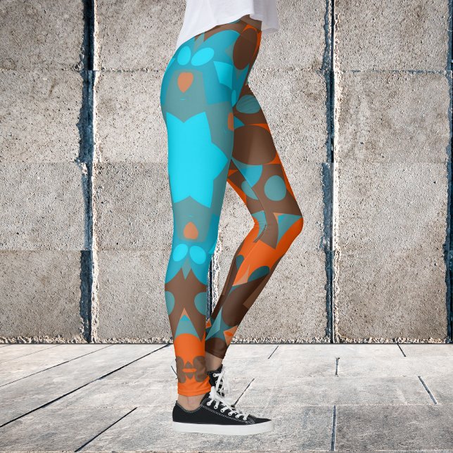 Retro Mandala Flower Blue and Orange Leggings (Creator Uploaded)