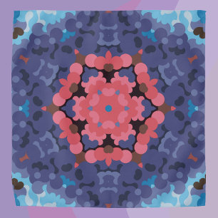 Retro Mandala Flower Blue and Pink Bandana