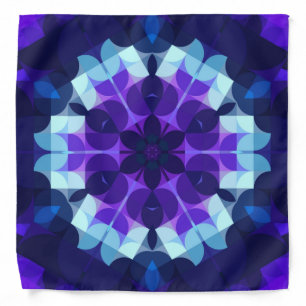 Retro Mandala Flower Blue and Purple Bandana