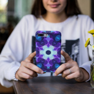 Retro Mandala Flower Blue and Purple iPhone 11 Case