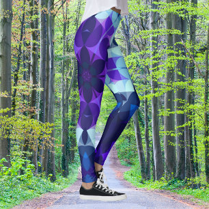 Retro Mandala Flower Blue and Purple Leggings