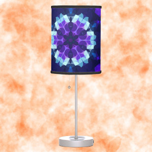 Retro Mandala Flower Blue and Purple Table Lamp