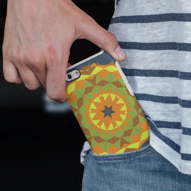 Retro Mandala Flower Blue Orange and Yellow Case-Mate iPhone Case (Creator Uploaded)