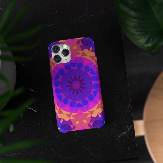 Retro Mandala Flower Blue Pink and Orange Case-Mate iPhone Case (Creator Uploaded)