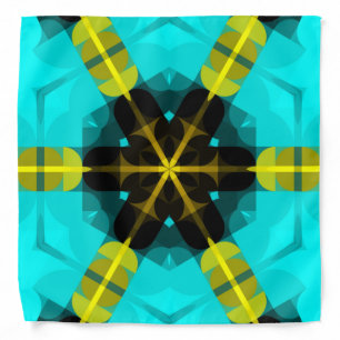 Retro Mandala Flower Blue Yellow and Black Bandana