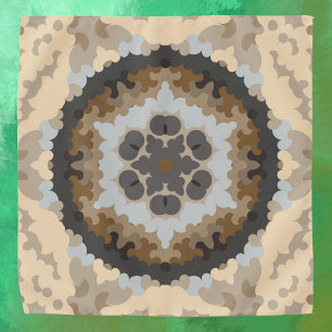 Retro Mandala Flower Brown and Tan Bandana