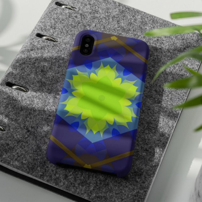 Retro Mandala Flower Green and Blue Case-Mate iPhone Case (Creator Uploaded)