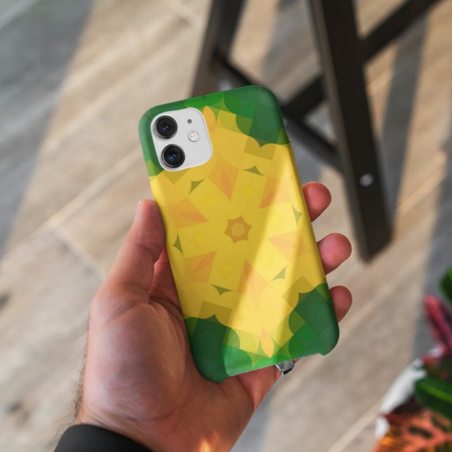 Retro Mandala Flower Green and Yellow Case-Mate iPhone Case (Creator Uploaded)