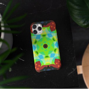 Retro Mandala Flower Green Red and Blue iPhone 11 Case
