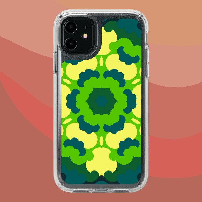 Retro Mandala Flower Green Yellow and Blue Speck iPhone 11 Case (Creator Uploaded)