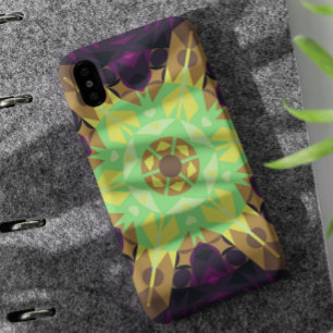 Retro Mandala Flower Green Yellow and Purple iPhone 11 Case