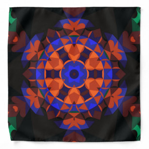 Retro Mandala Flower Orange and Blue Bandana