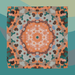 Retro Mandala Flower Orange Blue and Brown Bandana